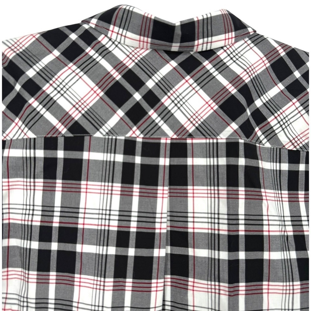 Talbots Plaid Long Sleeve 1/2 Button Popover Blouse Top Sz 10 Wrinkle Resistant - Picture 6 of 12